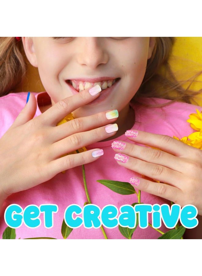 Expressions Girl 7 Day Manicure Collection - 84PC Press On Nail Set, Day-of-The-Week Adhesive False Nails for Girls (Set of Brights or Pastels) – Colorful Novelty Designs Stick On Nails for Kids - Image 4