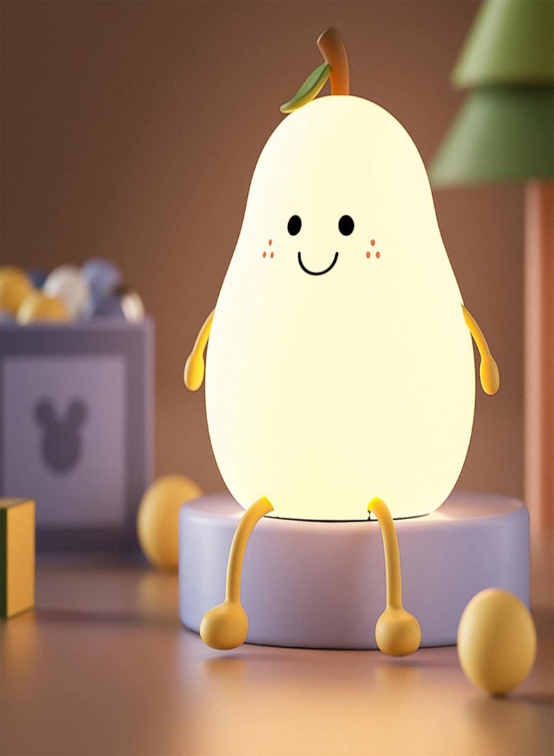GGOOT 2 Pcs Nursery Night Light | Cute Silicone Pear Nursery Lamp Color Changing Nightlight - 3 Gear Brightness Dimmable Kids Night Lights for Bedroom, 1200mAh Large Capacity Rechargeable, Timmer - Image 2