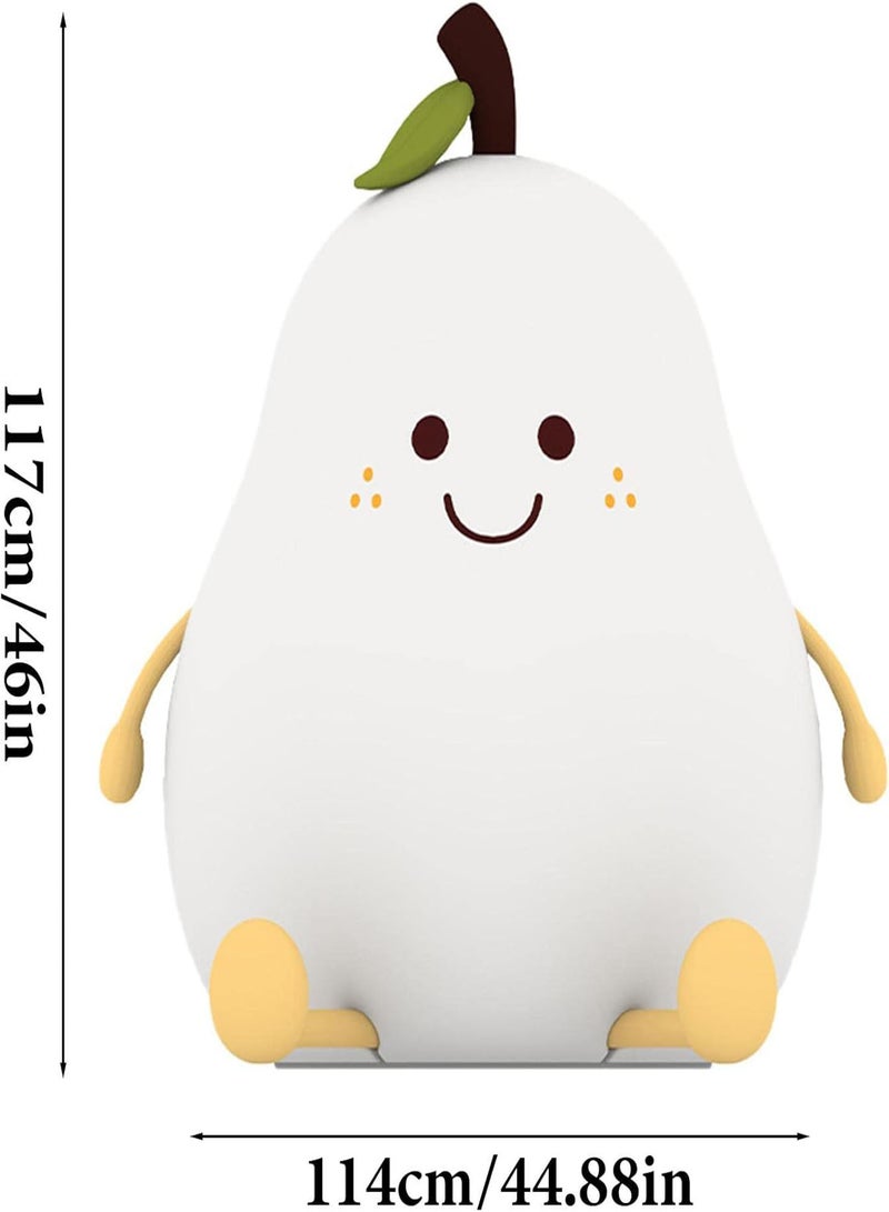 GGOOT 2 Pcs Nursery Night Light | Cute Silicone Pear Nursery Lamp Color Changing Nightlight - 3 Gear Brightness Dimmable Kids Night Lights for Bedroom, 1200mAh Large Capacity Rechargeable, Timmer - Image 4