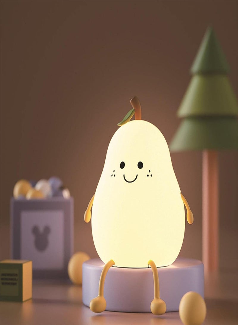 GGOOT 2 Pcs Nursery Night Light | Cute Silicone Pear Nursery Lamp Color Changing Nightlight - 3 Gear Brightness Dimmable Kids Night Lights for Bedroom, 1200mAh Large Capacity Rechargeable, Timmer - Image 3