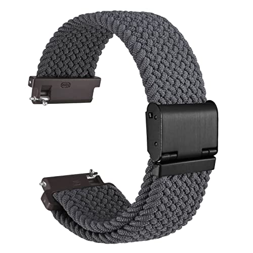 WOCCI 18mm Braided Nylon Watch Band for Men and Women Quick Release Black Stainless Steel Buckle Grey - Image 1