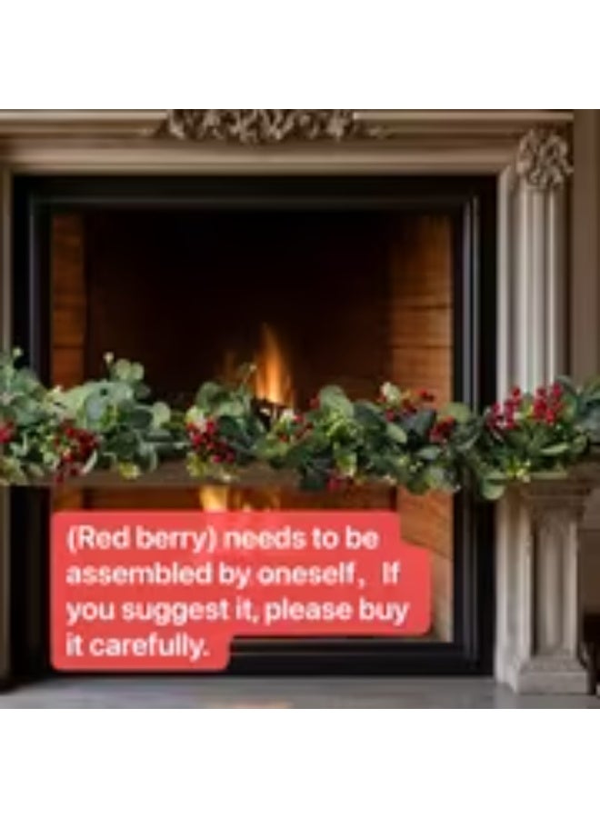 erorex 4-Pack Artificial Eucalyptus Berry Wreaths with Red Berries & White Flowers-Like Foliage - Lifelike Plastic Greenery Garlands for Weddings, Christmas, New Yearsuitable for New Year, Wedding, Valentine'S Day, And Spring Festival Decor - Image 3