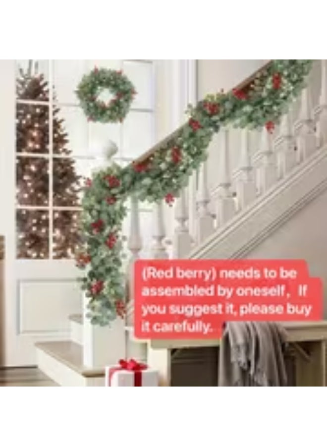 erorex 4-Pack Artificial Eucalyptus Berry Wreaths with Red Berries & White Flowers-Like Foliage - Lifelike Plastic Greenery Garlands for Weddings, Christmas, New Yearsuitable for New Year, Wedding, Valentine'S Day, And Spring Festival Decor - Image 5