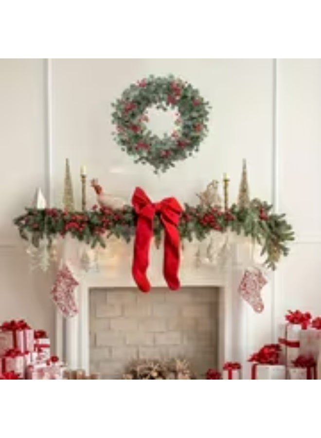 erorex 4-Pack Artificial Eucalyptus Berry Wreaths with Red Berries & White Flowers-Like Foliage - Lifelike Plastic Greenery Garlands for Weddings, Christmas, New Yearsuitable for New Year, Wedding, Valentine'S Day, And Spring Festival Decor - Image 1