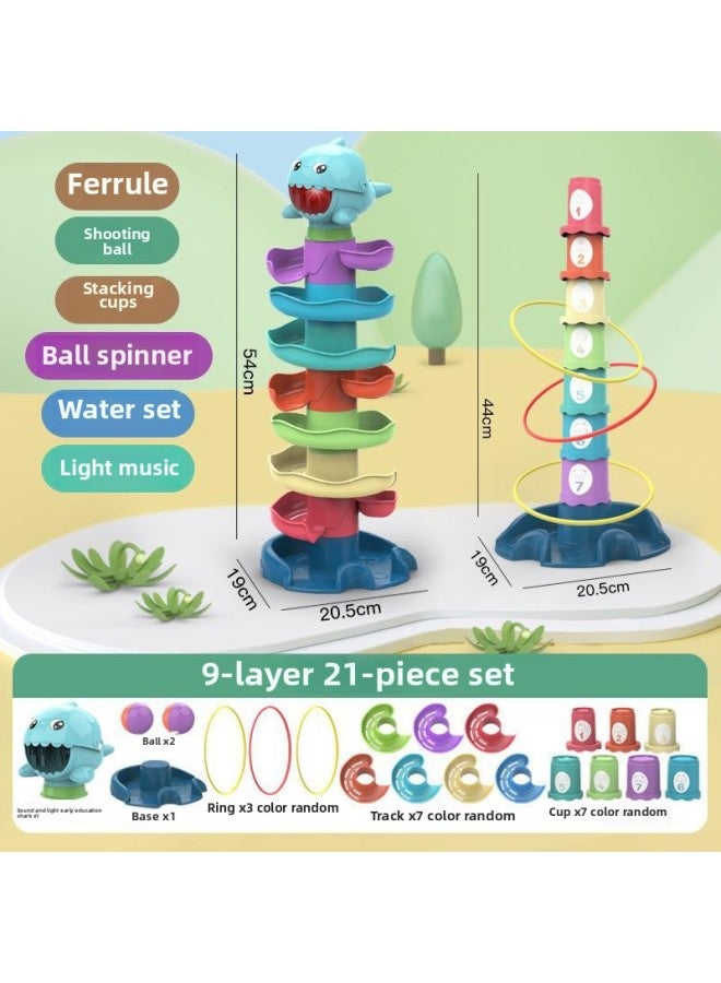 Special For Track Transfer Puzzle Early Education Rolling Ball Sliding Ball Tower Jengle Children's Toys Wholesale-Color:9 Layers 21 Pieces With Sound And Light Music  - Image 1