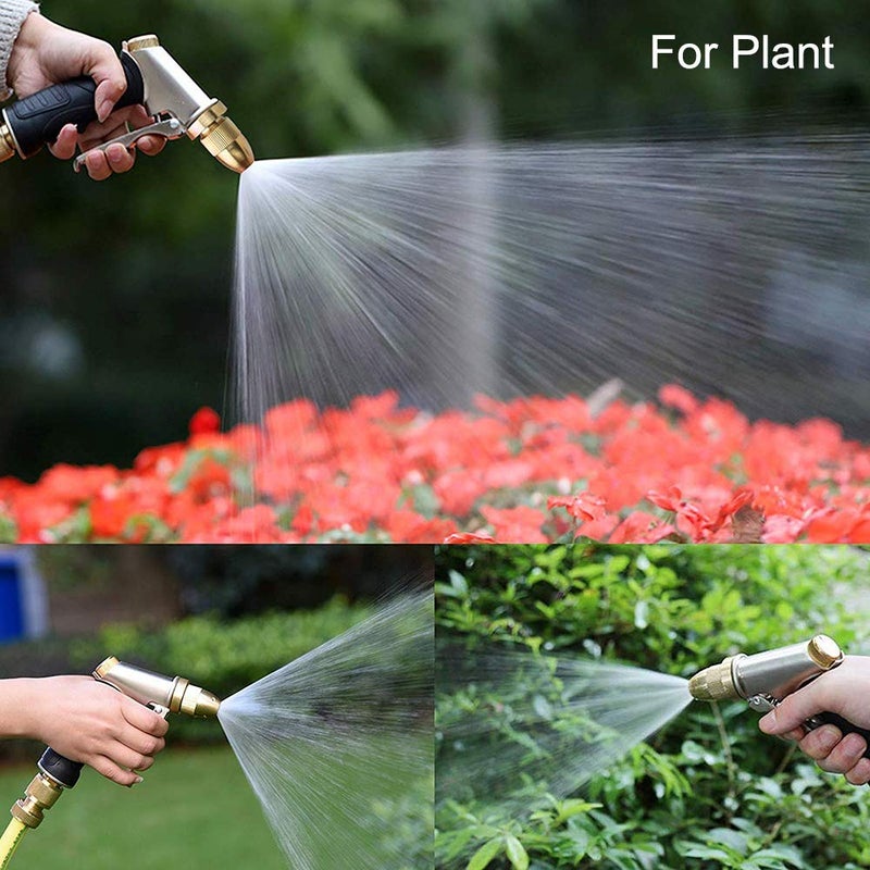 FANHAO Garden Hose Nozzle, 100% Heavy Duty Metal Spray Nozzle High Pressure Water Nozzle with 4 Patterns for Watering Garden, Washing Cars and Showering Pets - Full Brass Nozzle & Non-Slip Grip - Image 5