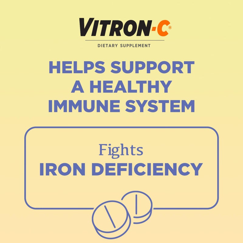 Vitron-C High Potency Iron Supplement, Immune Support, 125mg Vitamin C, 60 Count, Pack of 1 - Image 4
