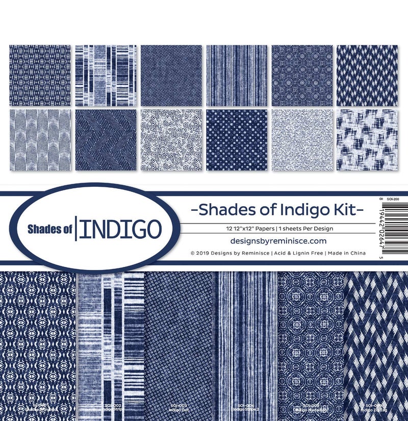 Reminisce Shades of Indigo Scrapbook Collection Kit Multi Color Palette 12x12Inch - Image 3