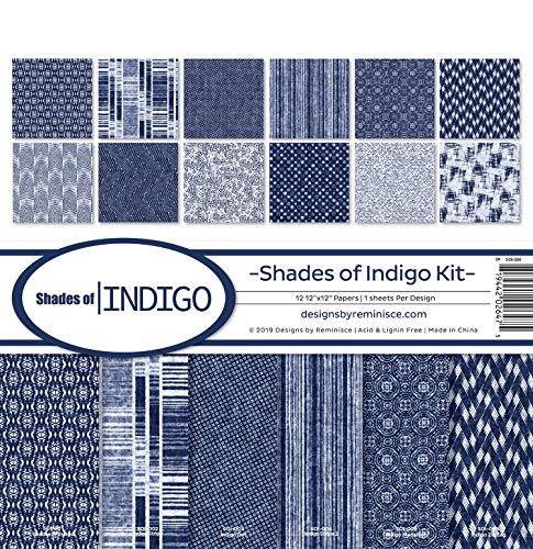 Reminisce Shades of Indigo Scrapbook Collection Kit Multi Color Palette 12x12Inch - Image 1