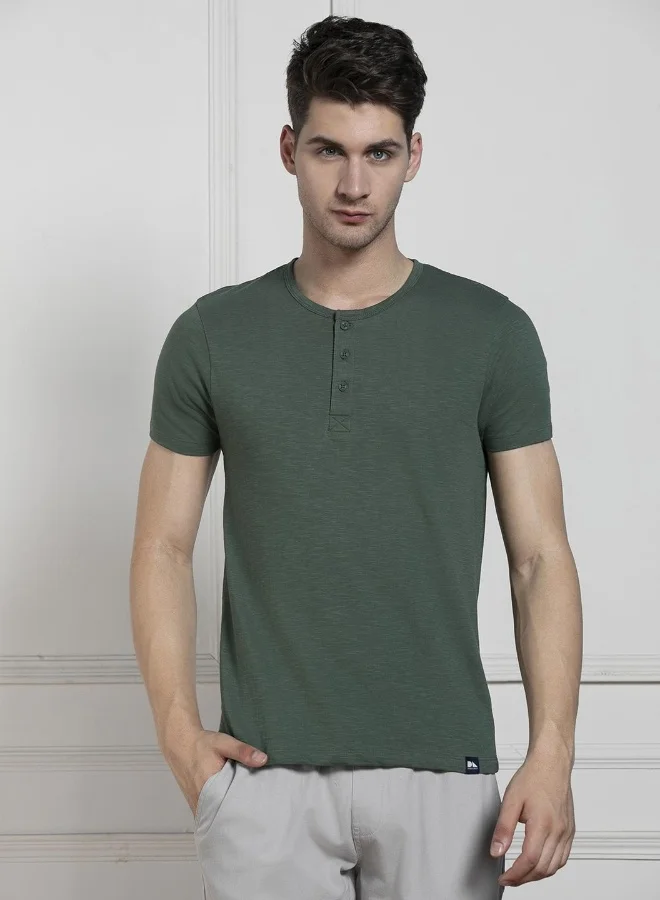 Dennis Lingo Regular Fit Green Cotton T-Shirt – Stylish and Comfortable