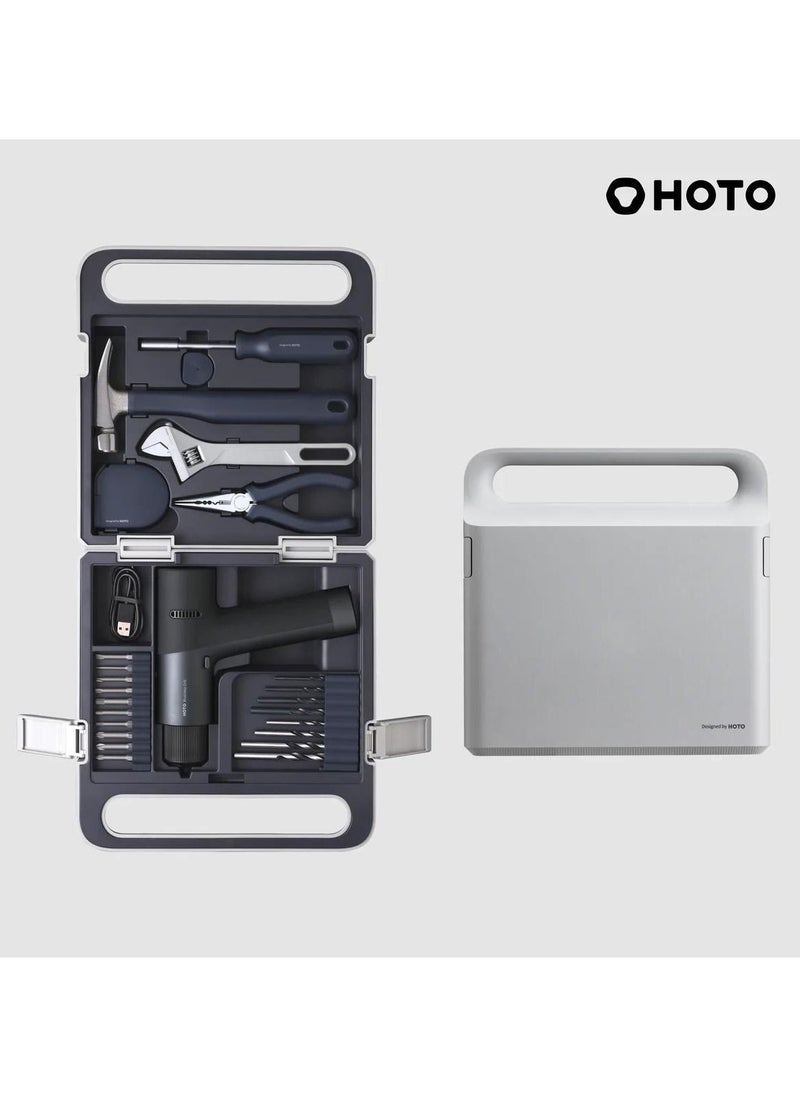 HOTO Cordless Brushless Drill Tool Set, Hidden Buckle, Unique LED Screen, Intelligent Digital Display, Practical High-end Drill Kit for Home/Daily Use