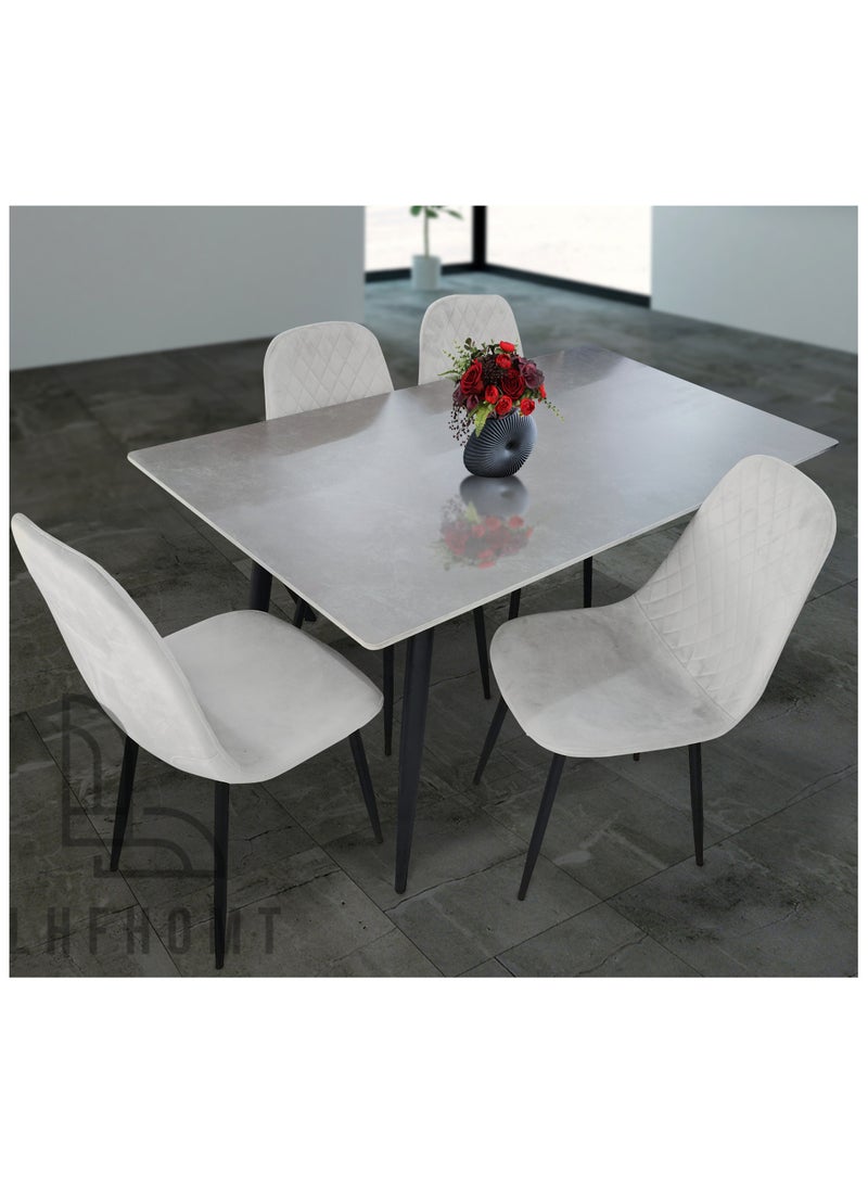 LHFHOMT - 5-Pieces Dining Sets, 1 Piece Rectangular Table With 4 Chairs Modern Furniture for Home, Dining Room, Cafeteria - Image 1