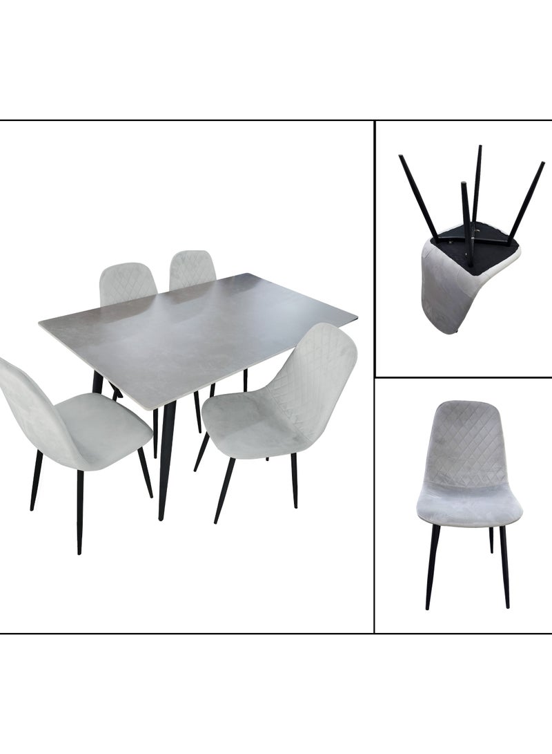 LHFHOMT - 5-Pieces Dining Sets, 1 Piece Rectangular Table With 4 Chairs Modern Furniture for Home, Dining Room, Cafeteria - Image 2