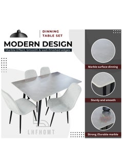 LHFHOMT LHFHOMT - 5-Pieces Dining Sets, 1 Piece Rectangular Table With 1+4 Seater Modern Furniture for Home, Dining Room, Cafeteria  - Image 3