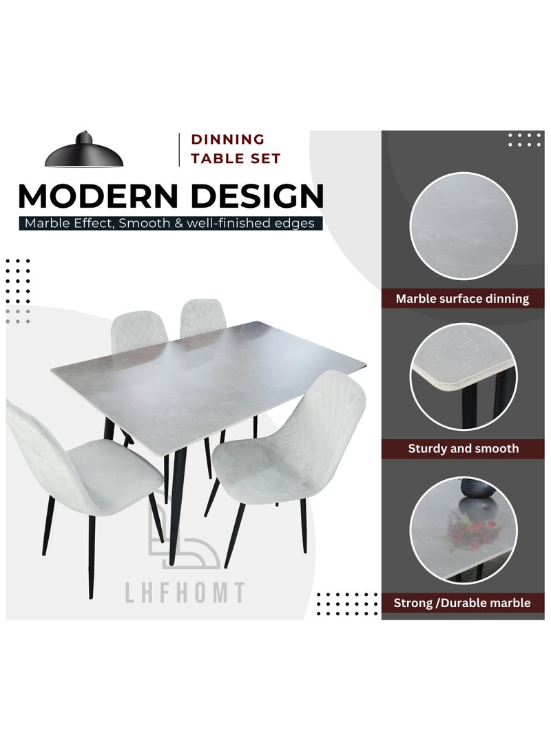LHFHOMT - 5-Pieces Dining Sets, 1 Piece Rectangular Table With 4 Chairs Modern Furniture for Home, Dining Room, Cafeteria - Image 3