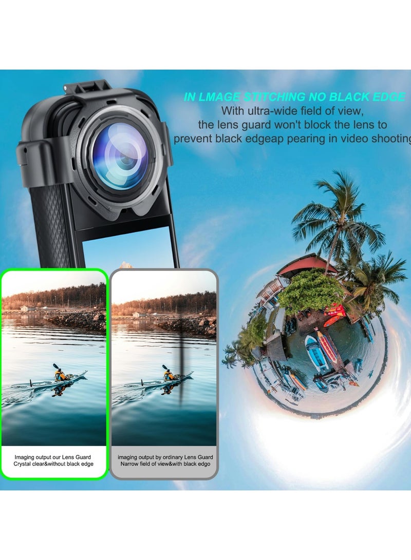 Lens Guard Cover Protector for Insta360 X5, Optical Glass Lens Cap Snap-on Protective Mirror Anti-Fog Anti-Scratch Lens Case Cover Frame for Insta 360 X5 Action Camera  - Image 5