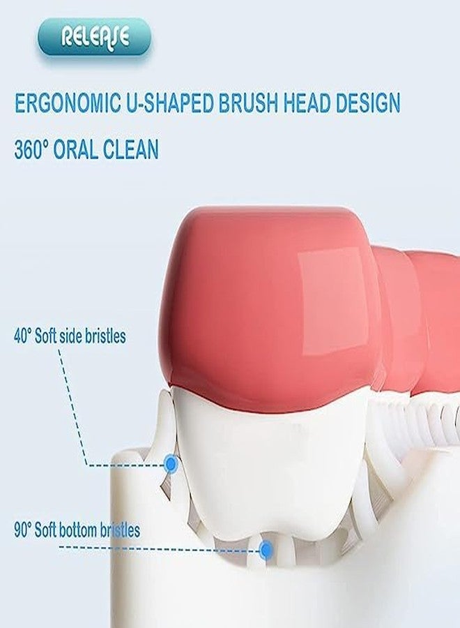 STAGER Baby Toothbrush with U Shaped Silicone Brush Head for 360 Degree Cleaning Suitable For 2-6 Years, Manual, Heart Design, Whole Mouth Cleaning Tool For Kids - Multicolor (Pack Of 2). - Image 5