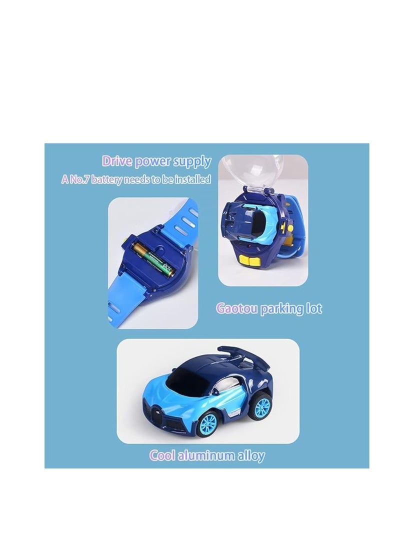 Furtey Mini Remote Control Car, 2.4 GHz Cute Wrist Racing Car Watch with USB Charging, Cartoon Detachable Small Remote Control Car with Watch Control, Birthday Gift for Boys and Girls. (Blue)  - Image 4