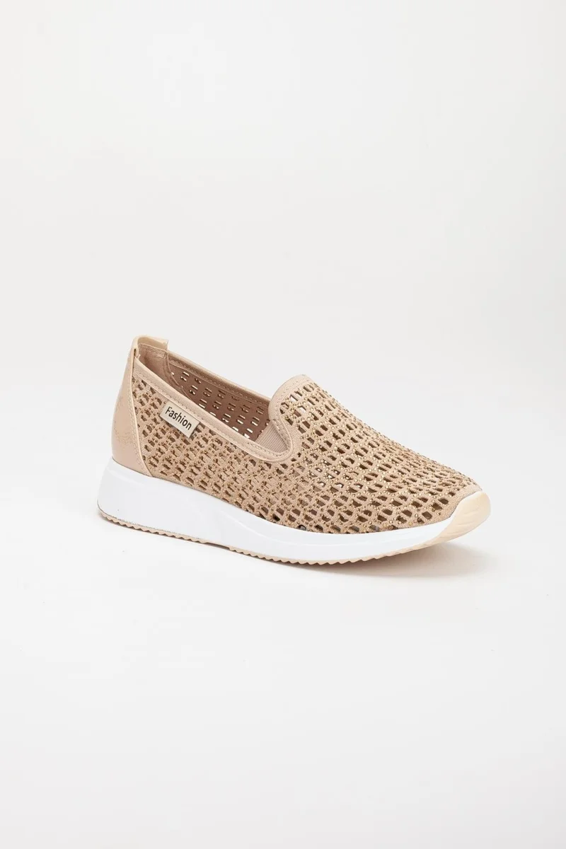 Dilimler Ayakkabı Slices Shoes Stone Laser Printed Loose Beige Women's Casual Sports Shoes