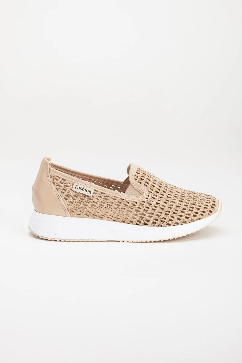 Dilimler Ayakkabı Slices Shoes Stone Laser Printed Loose Beige Women's Casual Sports Shoes