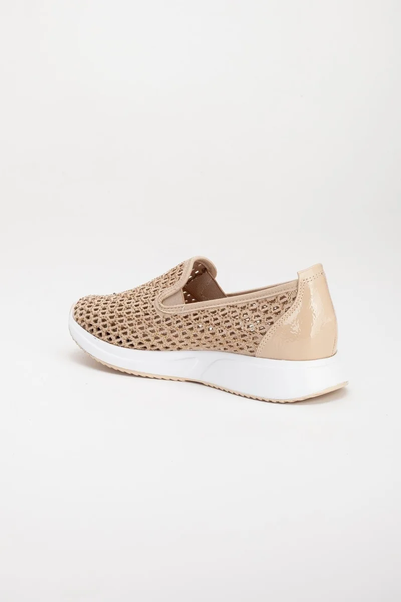 Dilimler Ayakkabı Slices Shoes Stone Laser Printed Loose Beige Women's Casual Sports Shoes
