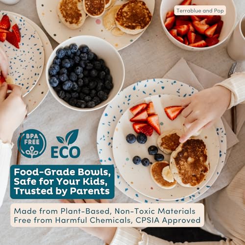 Nook Theory 4 Pack Reusable Bamboo Plates - Non-Toxic Toddler and Kids Plate, Dishwasher Safe, Not Microwavable Dinnerware (Pop 10") - Image 4