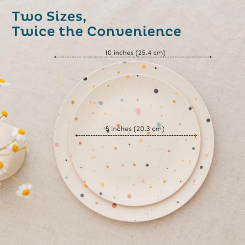 Nook Theory 4 Pack Reusable Bamboo Plates - Non-Toxic Toddler and Kids Plate, Dishwasher Safe, Not Microwavable Dinnerware (Pop 10") - Image 2