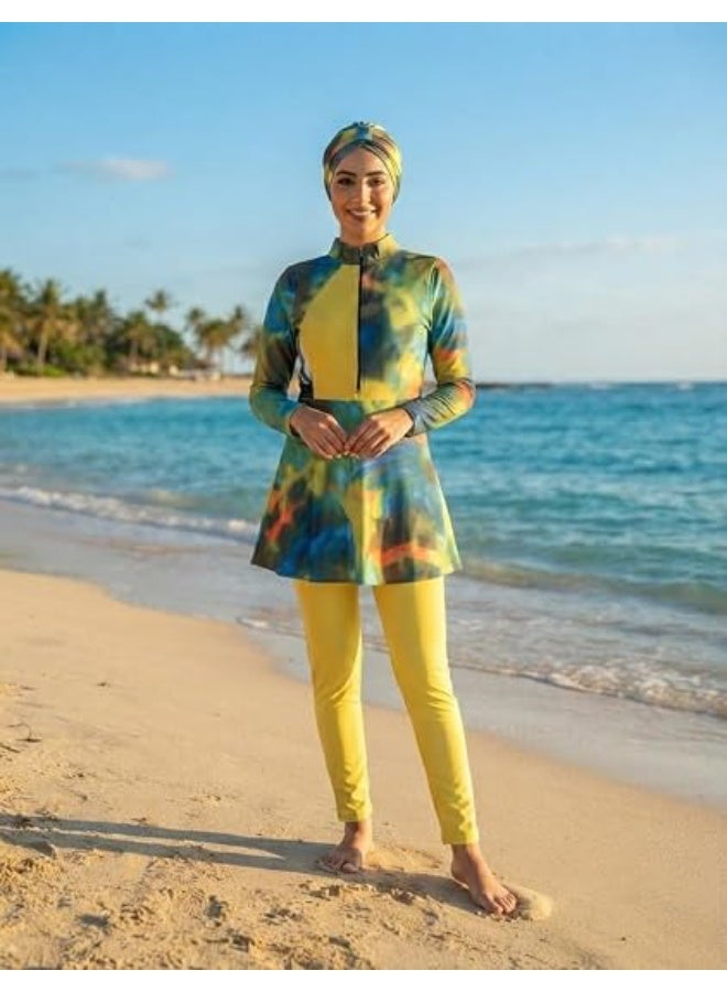 مايوه بوركيني حريمي – ملابس سباحة مريحة بخامة مرنة وسريعة الجفاف كود (803) - Image 3