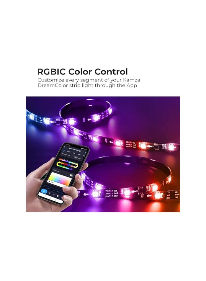 KAMZAI Smart LED Strip Lights, Compatible with Alexa & Google Home, 5M, UK Plug, CE Certified, RGBIC DreamColor - Image 3
