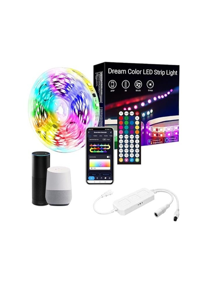 KAMZAI Smart LED Strip Lights, Compatible with Alexa & Google Home, 5M, UK Plug, CE Certified, RGBIC DreamColor - Image 1