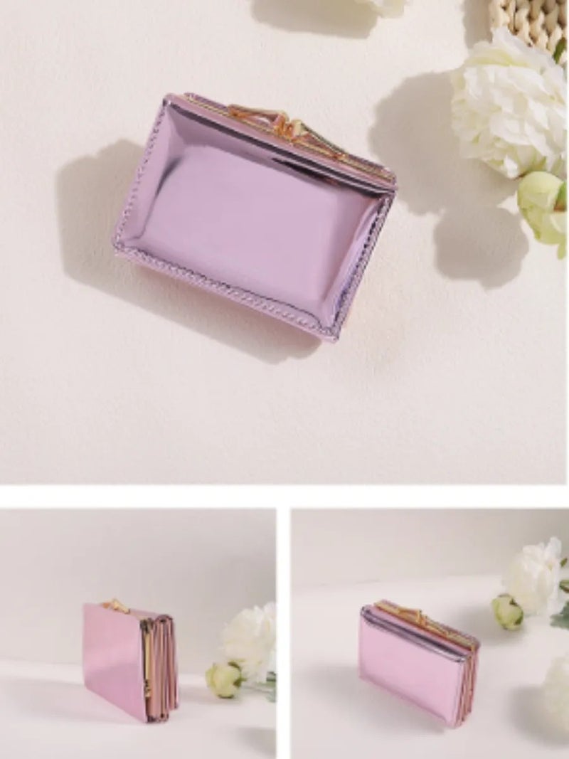 Shiny Laser Ins Style PU Coin Purse, 3-Fold Student Mini Wallet, Fashion Card Holder Pouch for Girls, Daily & Casual Use - Image 2