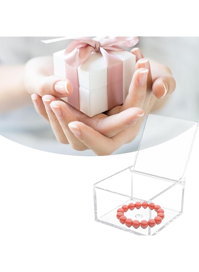 إيروريكس صندوق تخزين أكريليك مع أغطية مفصلية مكون من قطعتين متعدد الأغراض، صندوق شفاف قابل للتكديس، منظم تخزين مكعب للمكتب وحفلات الزفاف وأعياد الميلاد والمجوهرات والكعك والحلوى 80X80X60 مم - Image 4