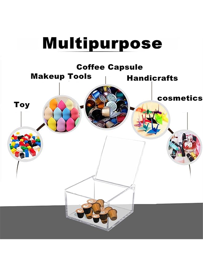 إيروريكس صندوق تخزين أكريليك مع أغطية مفصلية مكون من قطعتين متعدد الأغراض، صندوق شفاف قابل للتكديس، منظم تخزين مكعب للمكتب وحفلات الزفاف وأعياد الميلاد والمجوهرات والكعك والحلوى 80X80X60 مم - Image 5