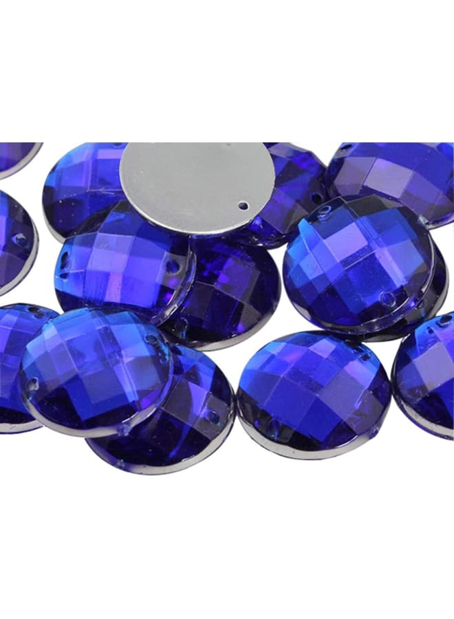 18mm Blue Sapphire CH09 Flat Back Sew On Round Beads Acrylic Rhinestones Sewing Plastic Gems with Holes for Jewelry, Clothes, Garment Embelishments, Shoes, Cosplays, Crafts 30 Pieces  - Image 1