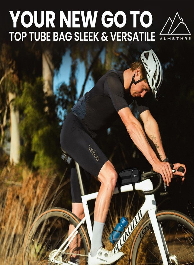 ALMSTHRE Top Tube Bag 8'' x 2'' x 3'' - Midnight Black | Waterproof, Secure & Stable – Universal Bike Storage with Versatile Mounting – Fits Essentials | Adventure-Ready Cycling Gear - Image 5