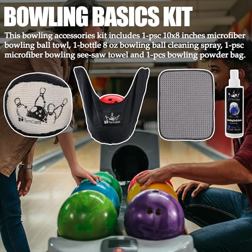 TonGass Bowling Basics Accessories Kit, Microfiber Bowling Ball Seesaw Towel, Bowlings Cleaner Spray Kit, Microfiber Ultra Dry Bowlings Grip Balls - Image 2