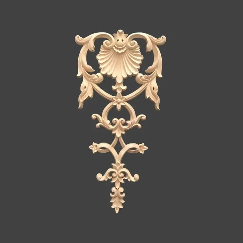 Classic Wood Carving Flower Patch Decorative Cabinet Door Solid Wood Color 18 - Image 1