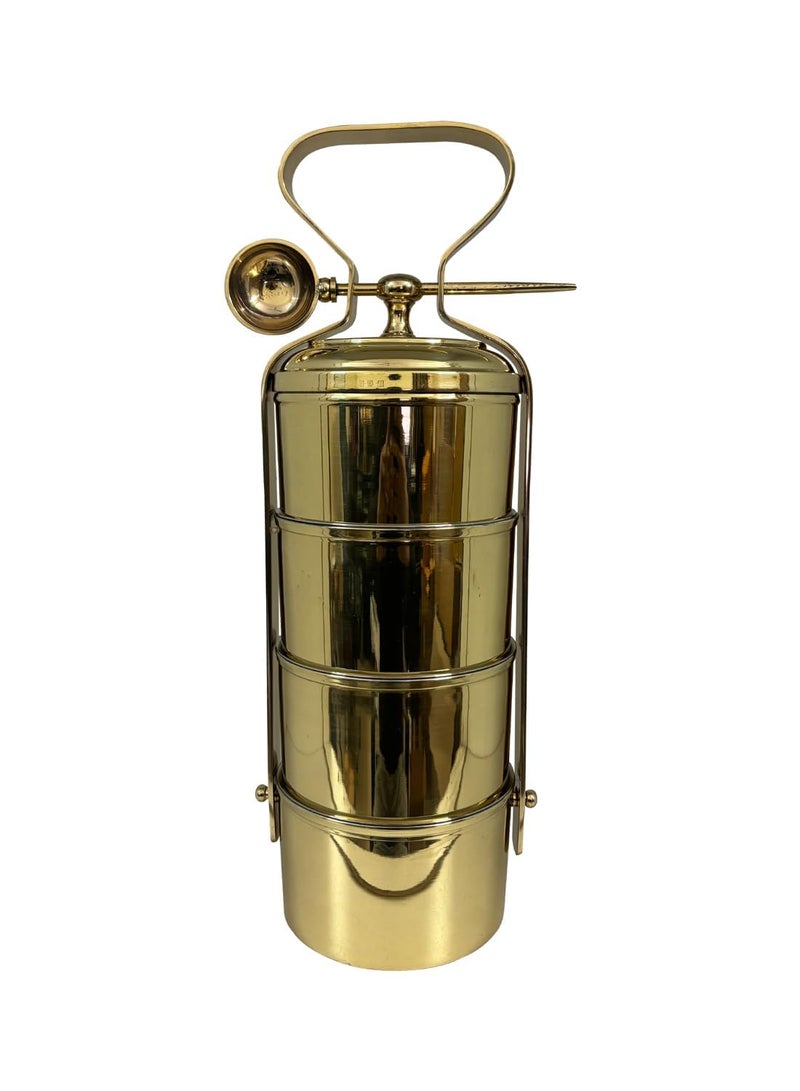 PURI - Pure Brass/Pital Tiffin/Lunch Box - 4 Compartment of 650 ML Each - Hand Crafted in India - Vintage Style - Image 1