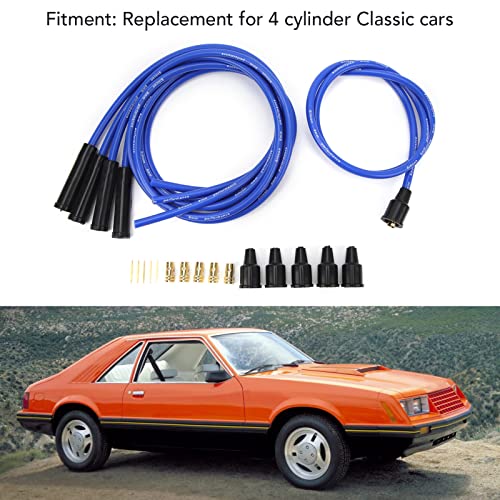 DAUERHAFT Spark Plug Wire, Rugged 8mm Diameter Ignition Spark Plug Wire Set for 4 Cylinder Classic Cars (Blue) - Image 3