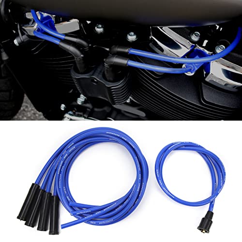 DAUERHAFT Spark Plug Wire, Rugged 8mm Diameter Ignition Spark Plug Wire Set for 4 Cylinder Classic Cars (Blue) - Image 1