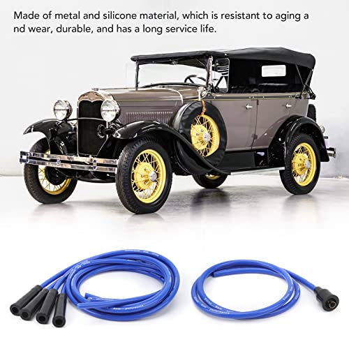 DAUERHAFT Spark Plug Wire, Rugged 8mm Diameter Ignition Spark Plug Wire Set for 4 Cylinder Classic Cars (Blue) - Image 2