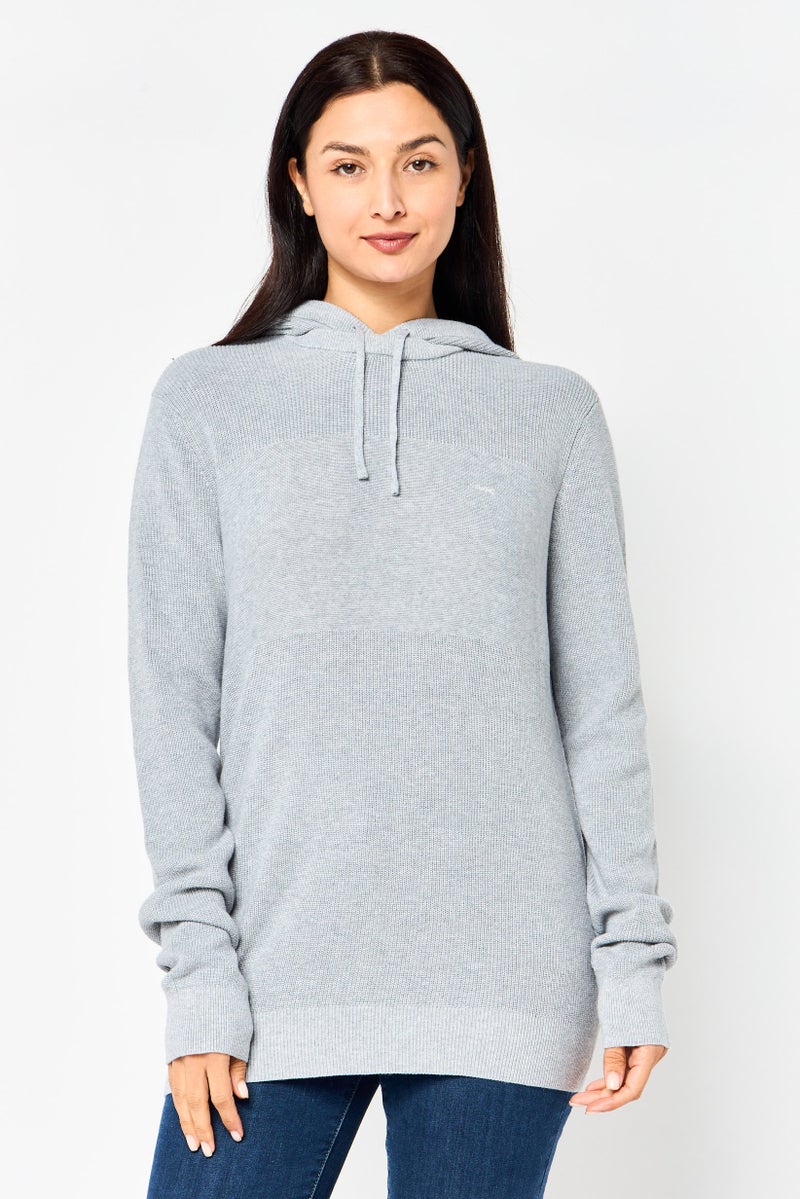 Michael Kors سويت شيرت نسائي بغطاء رأس وشعار مطرز، رمادي - Image 1