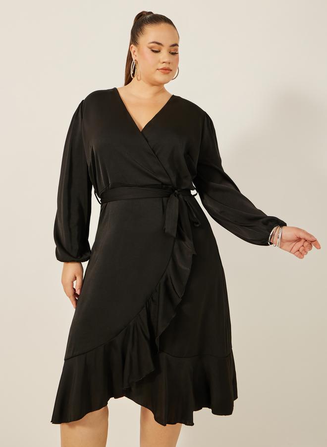 Styli Ruffled Faux-Wrap Dress - Image 3