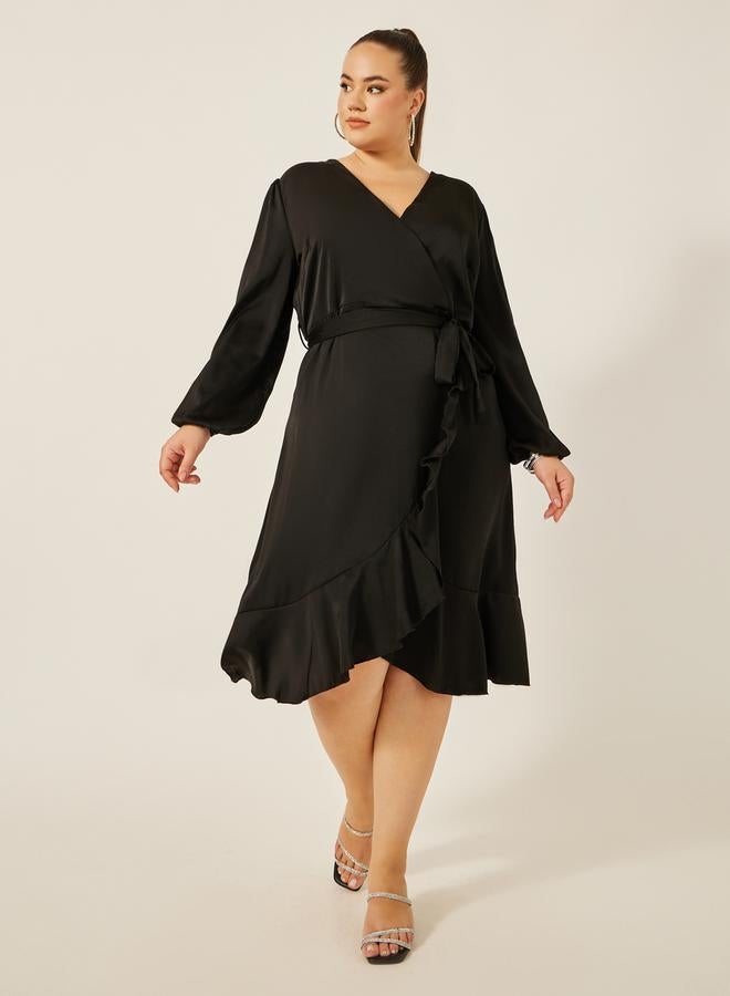 Styli Ruffled Faux-Wrap Dress - Image 1