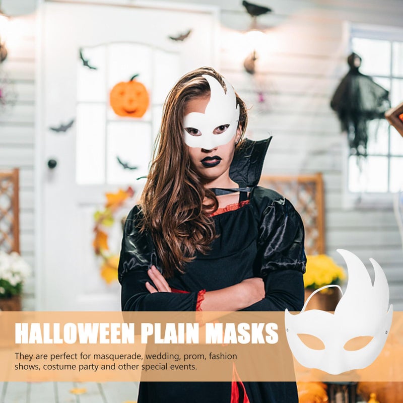 9 Pack Plain White Paper Masks for Painting Crafts School Projects and Costume Parties - Image 3
