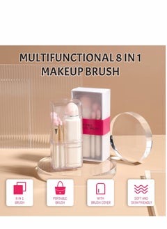 KASTWAVE Makeup Brush, 8 in 1 Travel Small Brush Portable Lip Eyeshadow Beauty Sponge, Concealer Brushes, Foundation Blending Powder Brushes Retractable Sets, White  - Image 2