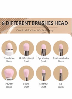 KASTWAVE Makeup Brush, 8 in 1 Travel Small Brush Portable Lip Eyeshadow Beauty Sponge, Concealer Brushes, Foundation Blending Powder Brushes Retractable Sets, White  - Image 3
