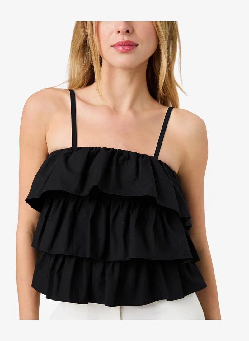 French Connection Black Women's Black Aimee Cotton Strapless Top for Women | Best Price UAE