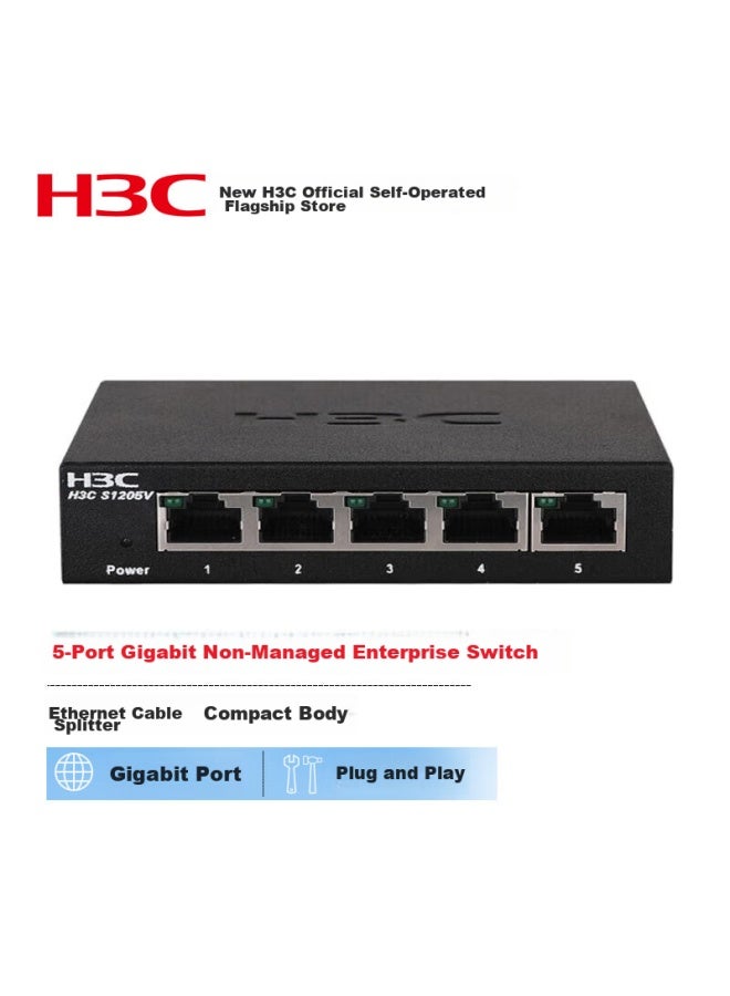 H3c 5-port Gigabit Switch, Unmanaged Enterprise-grade Switch, Network Cable Splitter, S1205v - Image 1