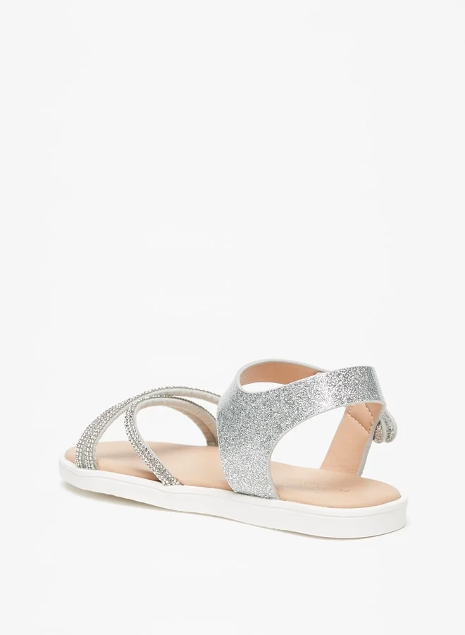 Flora Bella By Shoexpress Girls Embellished Sandals with Hook and Loop Closure